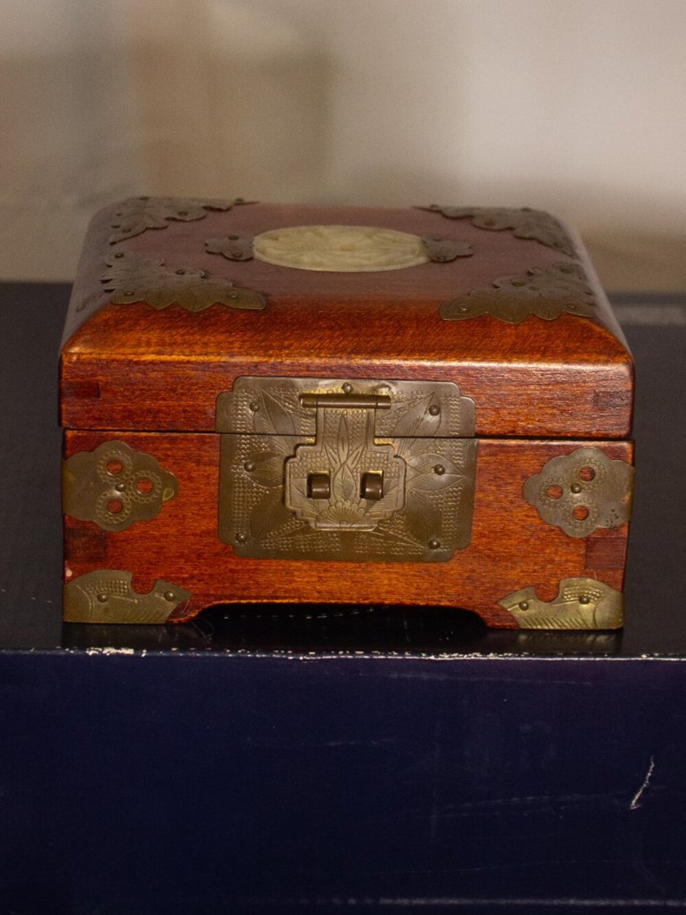 Vintage Jade Inlay Jewelry Box – Brass Hardware